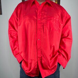 Vittorino Long Sleeve Shirt Top Men's Large 16 - 16.5 Red Pockets Casual
